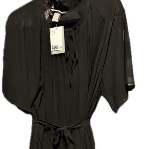 H&M, black chiffon with pleats, ankle length